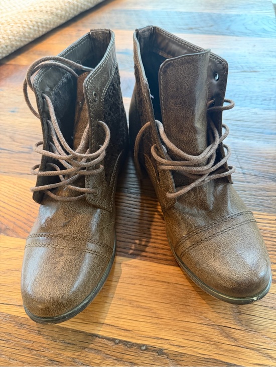 Wanted Shoes - Wanted Distressed Brown Lace-Up Ankle Boots